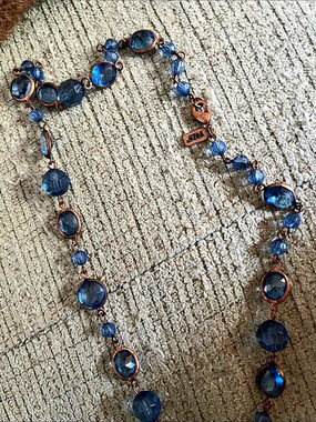1928 Jewelry Blue Beaded Statement Necklace